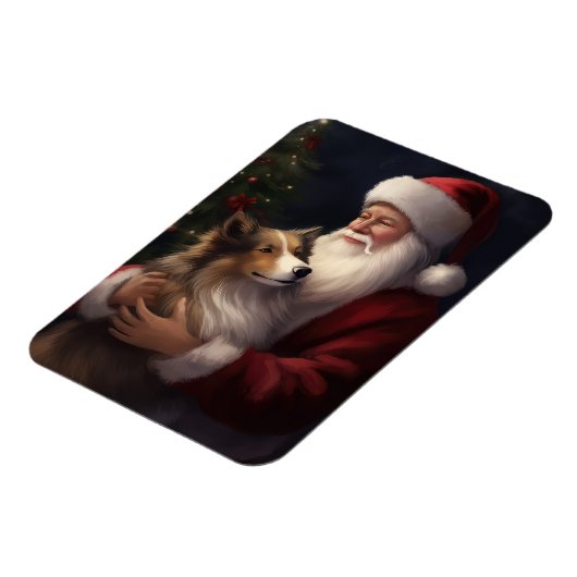 Shetland Sheepdog Weihnachtsmann Weihnachten Magnet (Linke Seite)