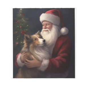 Shetland Sheepdog Weihnachtsmann Weihnachten Notizblock