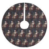 Shetland Sheepdog Weihnachtsmann Weihnachten Polyester Weihnachtsbaumdecke (Vorderseite)