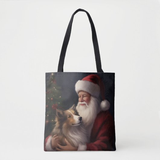 Shetland Sheepdog Weihnachtsmann Weihnachten Tasche (Vorderseite)