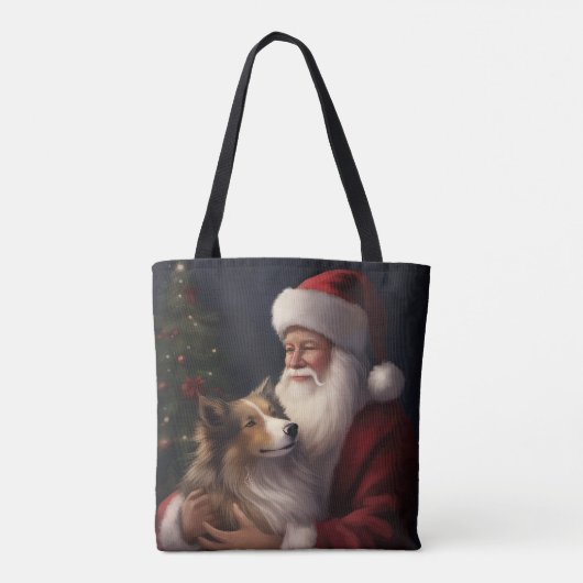 Shetland Sheepdog Weihnachtsmann Weihnachten Tasche (Rückseite)