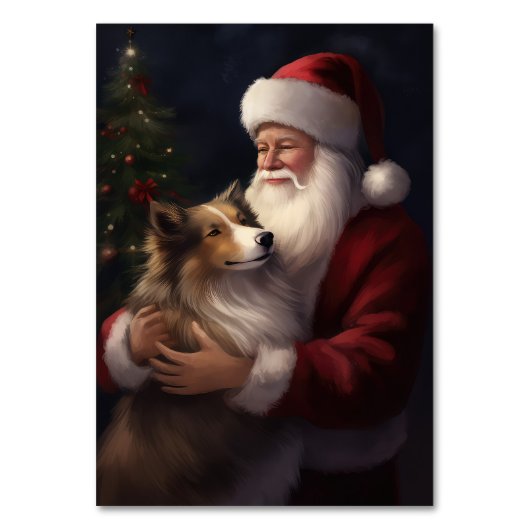 Shetland Sheepdog Weihnachtsmann Weihnachten Tischnummer (Vorderseite)