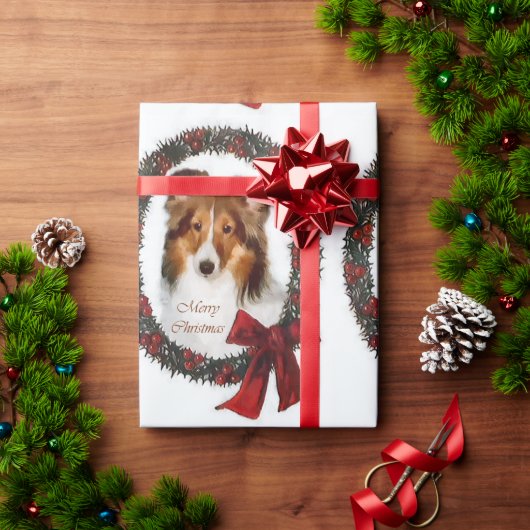 Shetland Sheepdog Weihnachtsschaden Geschenkpapier (Feiertagsgeschenk)