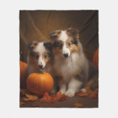 Shetland Sheepdog Welpe Autumn Delight Pumpen Fleecedecke (Vorderseite)