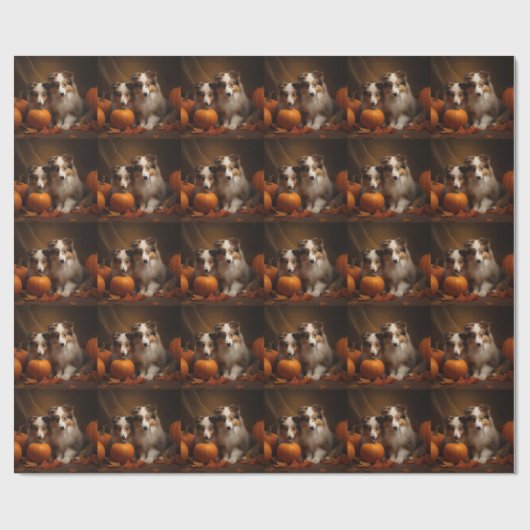 Shetland Sheepdog Welpe Autumn Delight Pumpen Geschenkpapier (Flach)