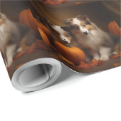 Shetland Sheepdog Welpe Autumn Delight Pumpen Geschenkpapier (Rolleneckpunkt)