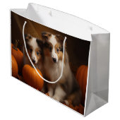 Shetland Sheepdog Welpe Autumn Delight Pumpen Große Geschenktüte (Rückseite Schrägansicht)