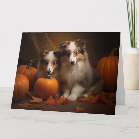 Shetland Sheepdog Welpe Autumn Delight Pumpen Karte (Vorderseite)