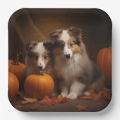 Shetland Sheepdog Welpe Autumn Delight Pumpen Pappteller (Vorderseite)