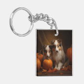Shetland Sheepdog Welpe Autumn Delight Pumpen Schlüsselanhänger (Vorderseite links)