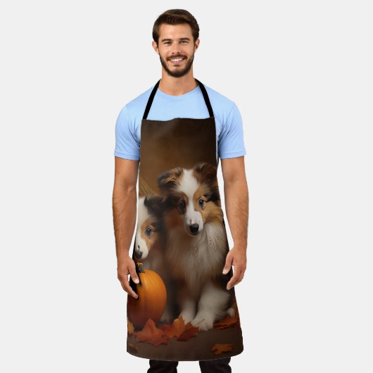 Shetland Sheepdog Welpe Autumn Delight Pumpen Schürze (Getragen)