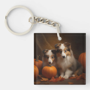 Shetland Sheepdog Welpe Herbstfreude Kürbis  Schlüsselanhänger