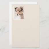 Shetland Sheepdog Welpenmalerei Original Hundekuns Briefpapier (Vorne/Hinten)