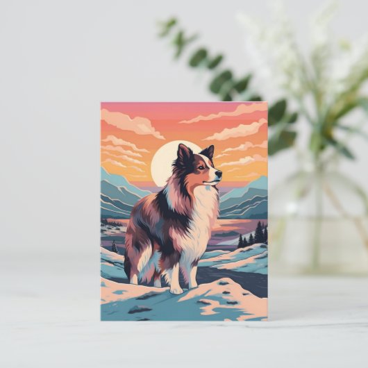 Shetland Sheepdog Winterbergwald während unserer Z Postkarte (Stehend Vorderseite)