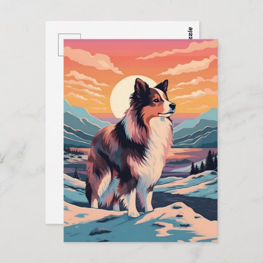 Shetland Sheepdog Winterbergwald während unserer Z Postkarte (Vorne/Hinten)