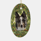 Shetland Sheepdog Wreath Keramikornament (Rechts)