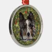 Shetland Sheepdog Wreath Ornament Aus Metall (Rechts)