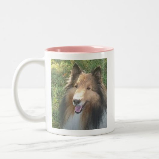 Shetland Sheepdog Zwei-Tone-KAFFEE-TASSE Zweifarbige Tasse (Links)