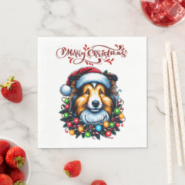 Shetland Sheepdogs Dog Weihnachtshut Xmas Serviette