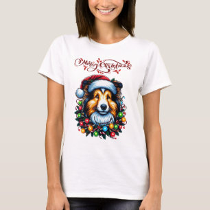 Shetland Sheepdogs Dog Weihnachtshut Xmas T-Shirt