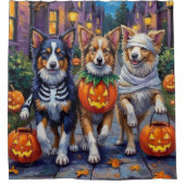 Shetland Sheepdogs in Halloween Costumes Duschvorhang (Vorderseite)