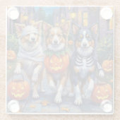 Shetland Sheepdogs in Halloween Costumes Glasuntersetzer (Rückseite)