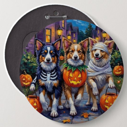 Shetland Sheepdogs in Halloween-Kostümen Button (Vorne & Hinten)