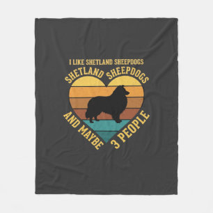 Shetland Sheepdogs Retro Herz Hundeliebhaber Fleecedecke