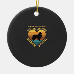 Shetland Sheepdogs Retro Herz Hundeliebhaber Keramik Ornament