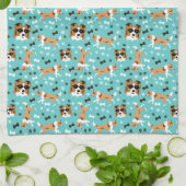 Shetland Sheepdogs Sheltie Aqua Küchentuch (Gefaltet)