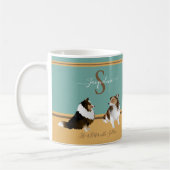 Shetland Sheepdogs, Shelties, on Green & Yellow Kaffeetasse (Links)