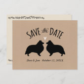 Shetland Sheepdogs Wedding Save the Date Ankündigungspostkarte (Vorne/Hinten)