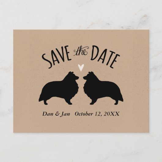 Shetland Sheepdogs Wedding Save the Date Ankündigungspostkarte (Vorderseite)