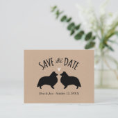 Shetland Sheepdogs Wedding Save the Date Ankündigungspostkarte (Stehend Vorderseite)