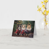 Shetland Sheepdogs Weihnachtskarte Karte (Gelbe Blume)