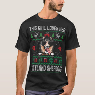 Shetland Shepdog Girl Coole hässliche Weihnachten T-Shirt