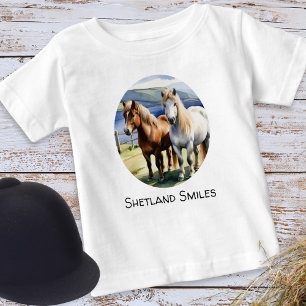 Shetlandpony-Aquarell-Cute-Horses-Bild Baby T-shirt