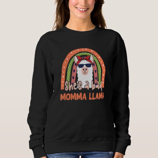 Sheu2019s A Bad Momma Llama Niedlich Rainbow Heart Sweatshirt (Vorderseite)