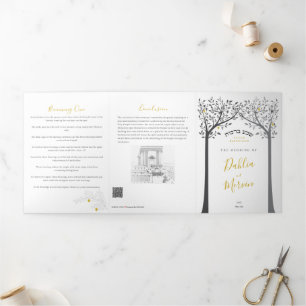 Sheva Brachos ~ 7 Jüdische Eheschließungen Dreifach Gefaltete Ankündigung