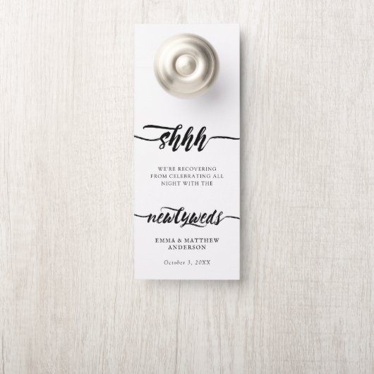Shh Black Brush Script stört Hochzeiten nicht Türanhänger (Auf Knauf)