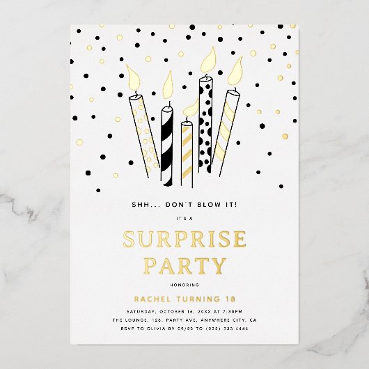 Shh... Blasen Sie es nicht! Candles Überraschung G Folieneinladung (Vorderseite)