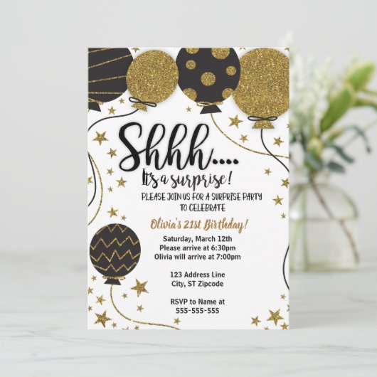 Shh.. Es ist ein überraschendes Party Einladung (Stehend Vorderseite)
