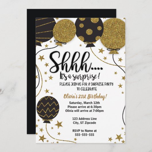 Shh.. Es ist ein überraschendes Party Einladung (Vorne/Hinten)