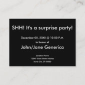shh. es ist ein Überraschungs-Party! Visitenkarte (Rückseite)