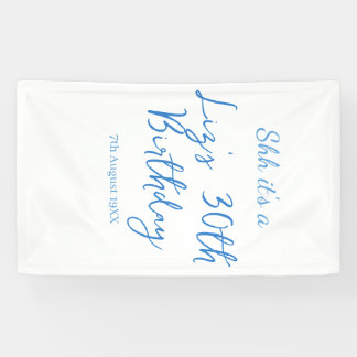 shh its a 30th birthday name date blue simple mini banner