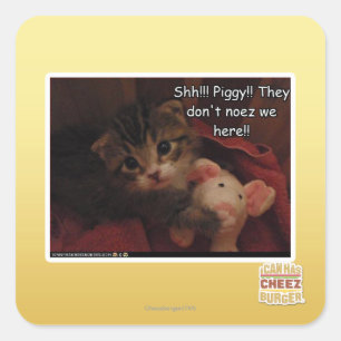 Shh!!! Piggy!! Quadratischer Aufkleber
