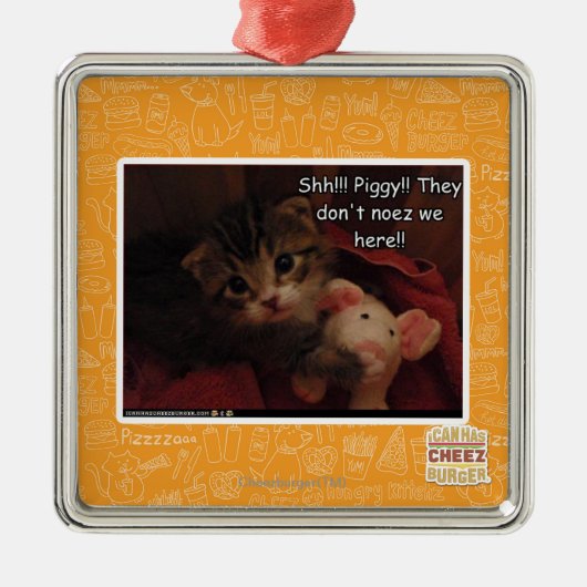 Shh!!! Piggy!! Silbernes Ornament (Vorne)