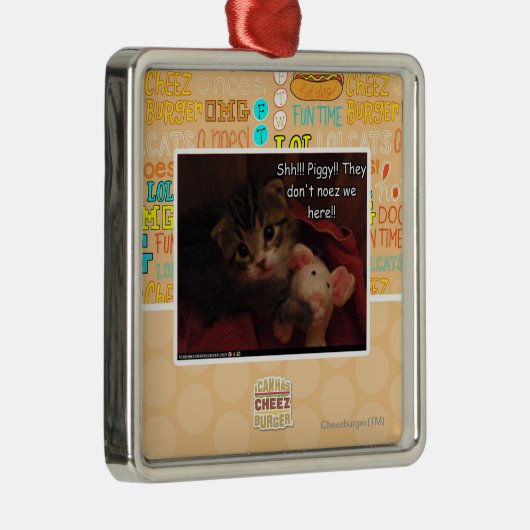 Shh!!! Piggy!! Silbernes Ornament (Rechts)