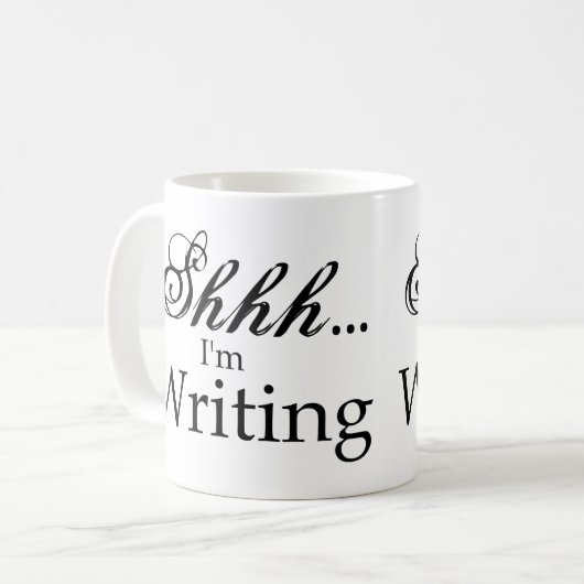 Shh schreibe ich Tasse (Vorderseite Links)