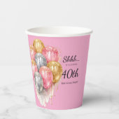 Shh Surprise Birthday Party Pappbecher (Vorderseite)